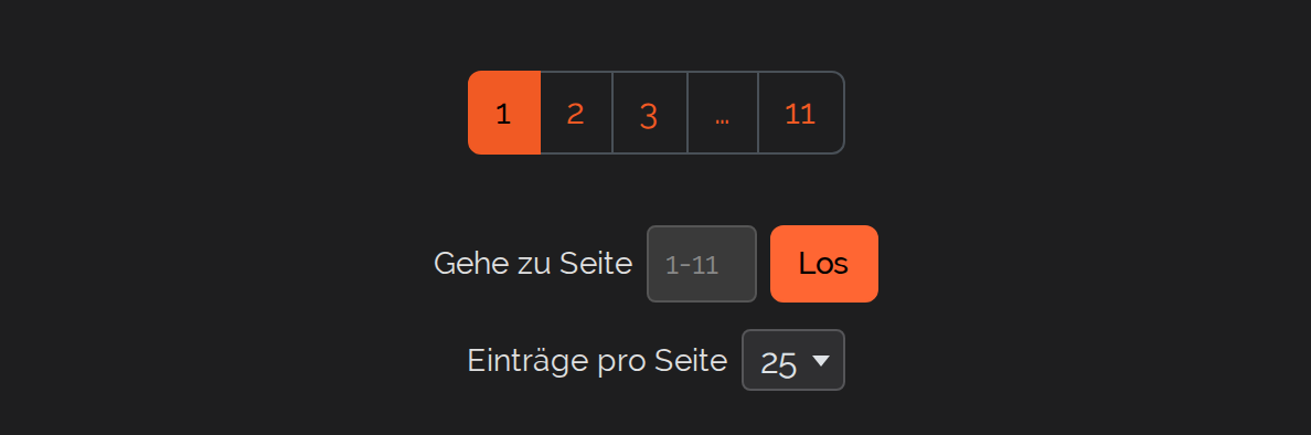 Bl&auml;tterleiste einer langen Liste mit Seitenzahlen und dem Feld &bdquo;Gehe zu Seite&ldquo;
