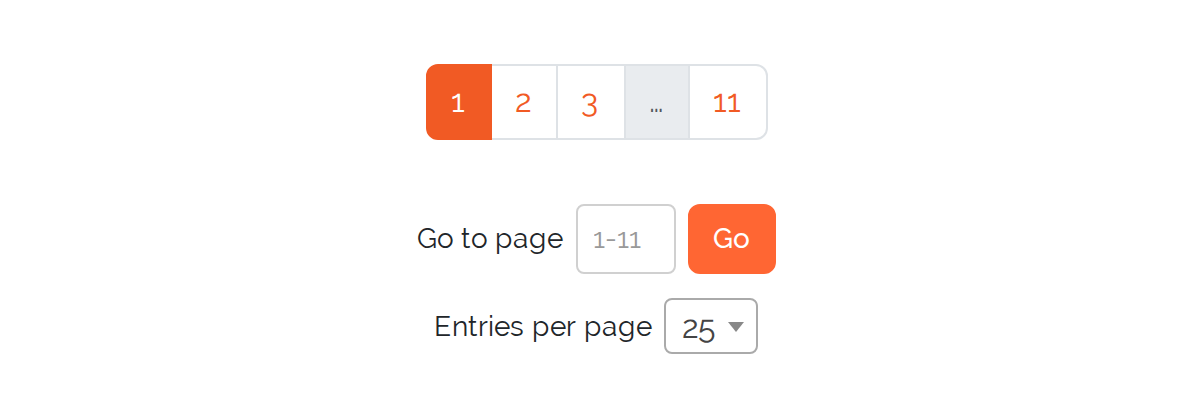 Pager of a long list with page numbers and the &ldquo;Go to page&rdquo; field